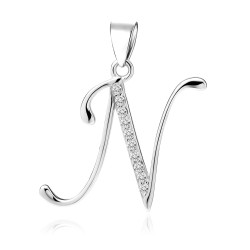 Pandantiv initiala litera N din argint cu pietre DiAmanti LZ0002_N-DIA (Argint 925‰ 1,1 g.)